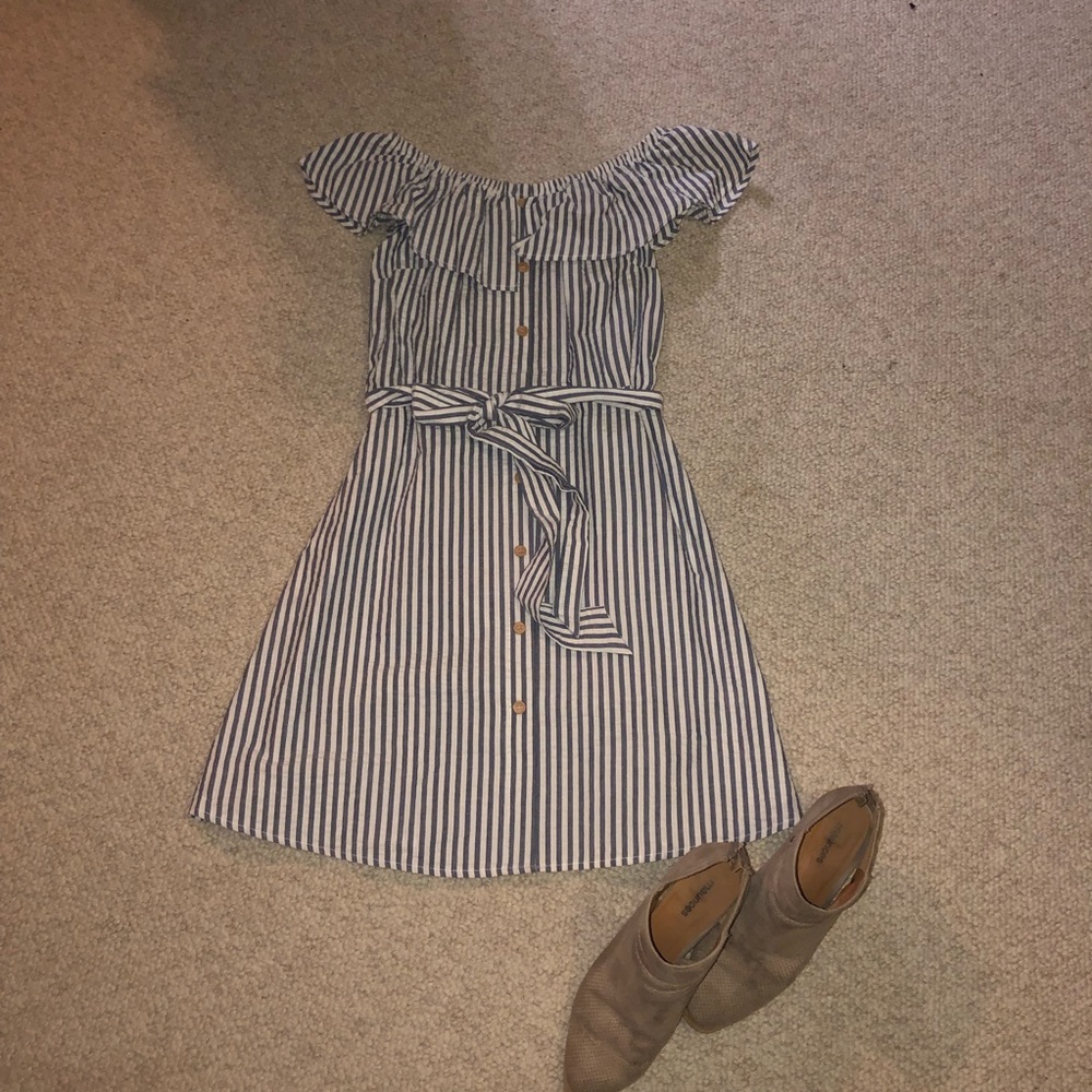 Nautical off shoulder dress